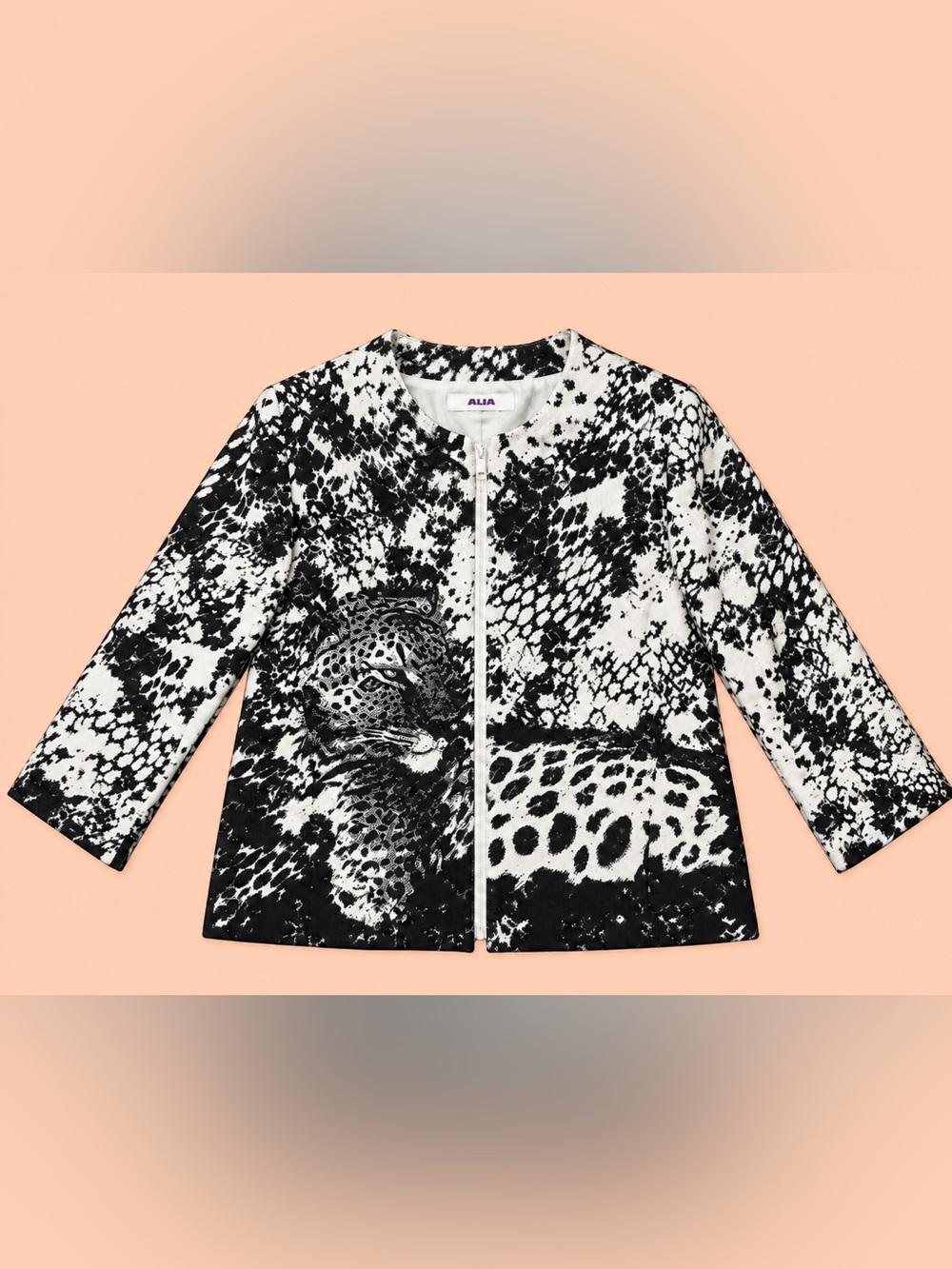 Alia Black & White Animal-Print Kid's Jacket